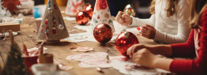 meisjes aan het versieren in een kerstachtige sfeer
