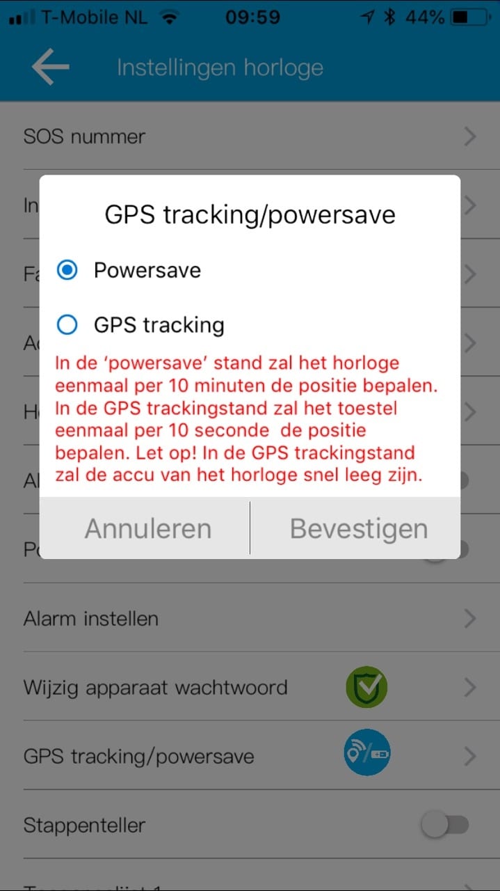 Aanpassen GPS tracking ivm accu besparing