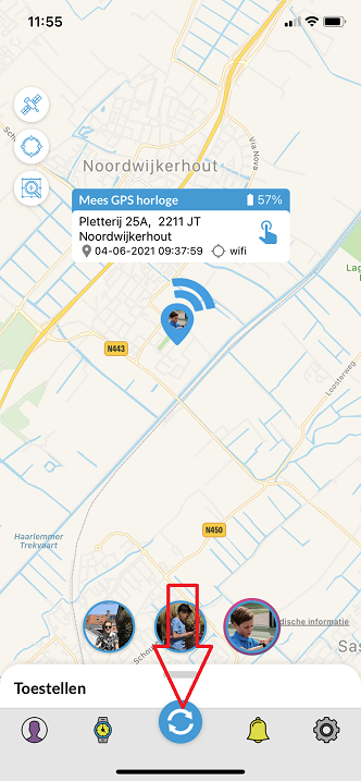 One2track GPS telefoonhorloges voor kinderen app refresh location